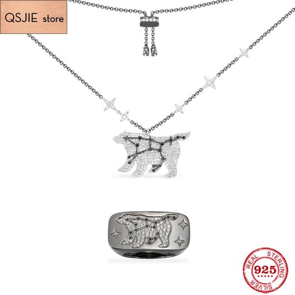 

qsjie s9251:1 reproduction, dark grey silver big bear constellation adjustable lady jewelry necklace