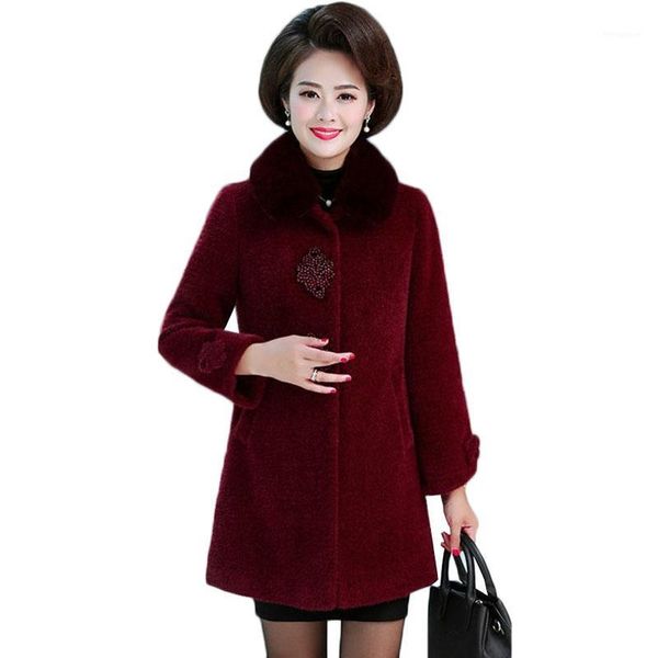 

waterproof mink coat women new autumn winter jackets thicken warm woolen coat middle-aged plus size 5xl female wool outerwear1, Black