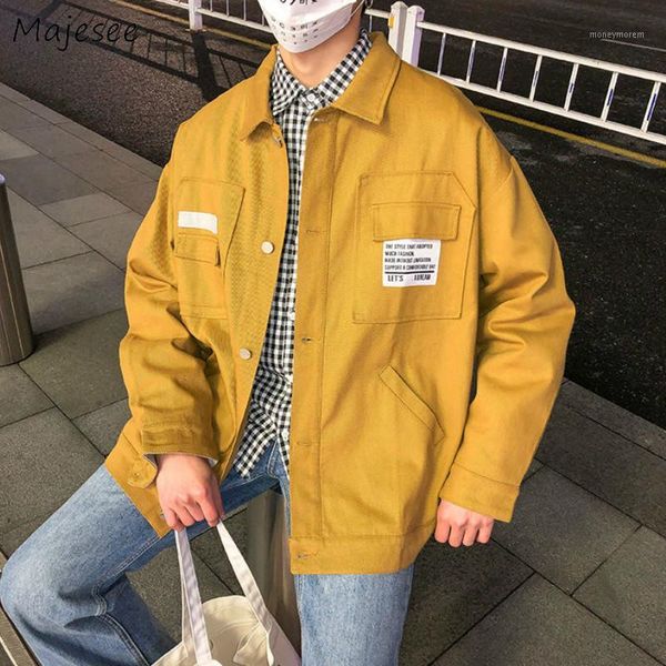 

plus size men jacket autumn black coat mens jackets and coats casual loose stylish streetwear single breasted letter ulzzang1, Black;brown