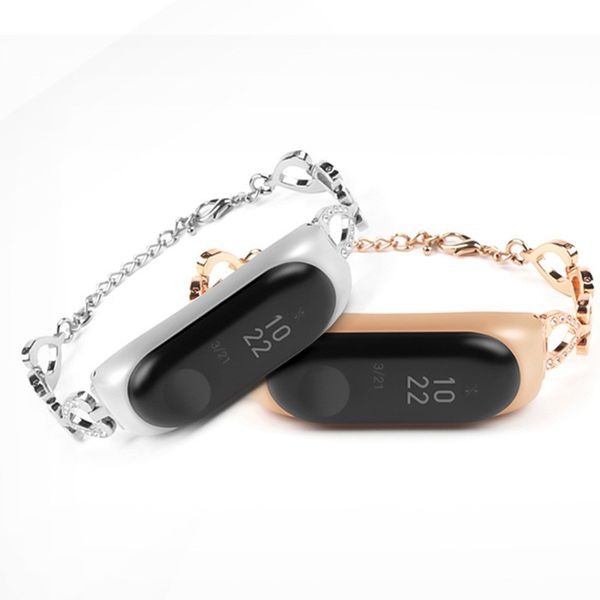 

suitable for xiaomi mi band wristband 3/4 universal metal heart strap mi band nfc can adjust the wristband at will