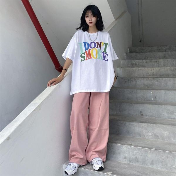 

women's pants & capris spring autumn solid long female high loose casual wide leg straight sweatpants korean ins trousers women hipster, Black;white