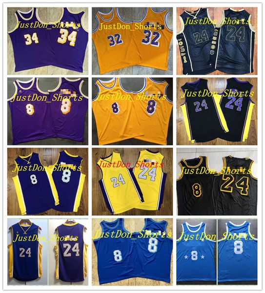 

throwback mens shaquille 34 o neal embroidered earvin johnson 32 basketball jerseys earned edition swingman authentic basketball shirts, Black;red