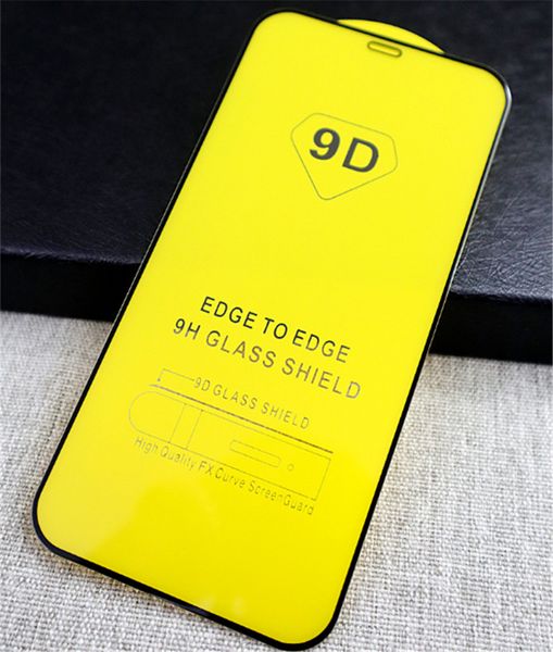 9D gehärtetes Glas Full Courage Displayschutzfolie für iPhone 12 11 Pro max 7 8 PLUS Samsung A90 A50S J7 2018 Redmi Note 8T Note 8 Pro ohne Box