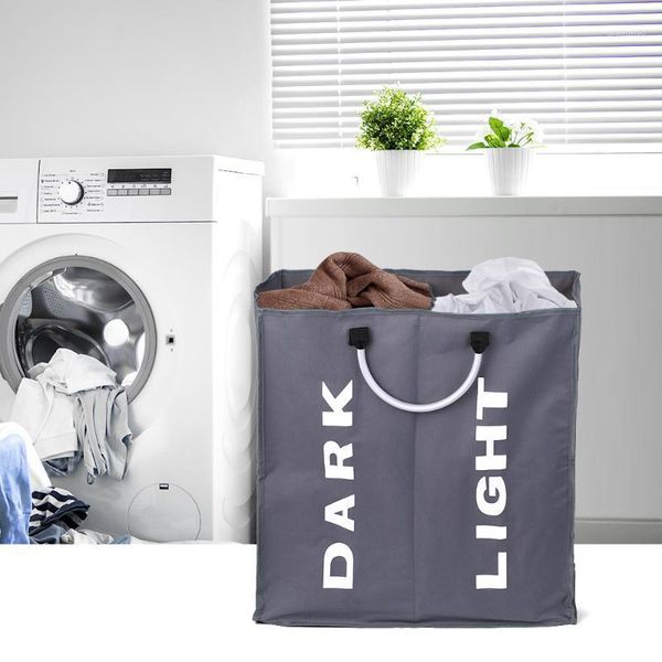 

laundry bags bag foldable basket large dirty hamper sorter oxford cloth clothes with aluminum handle 3/2/1 section1