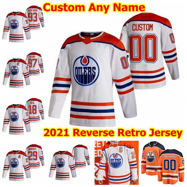 

edmonton oillers 2021 обратный ретро хоккей джерси 99 уэйн гретцкий 19 патрик maroon cam talbot jujhar khaira josh archibald custom shist, Black;red