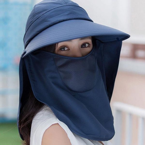 

wide brim hats for women summer sun with breathable suncreen outdoor bicycling beach cap visor sunhat female, Blue;gray