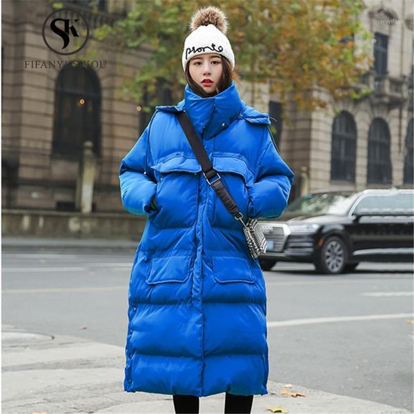 

winter jacket women fashion long hooded cotton coat warm parkas female loose casual cotton wadded jacket womens thick overcoat1, Black