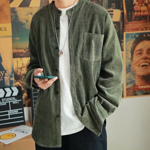 

2021 long spring new sleeve male lapel shirt youth 6lee, White;black