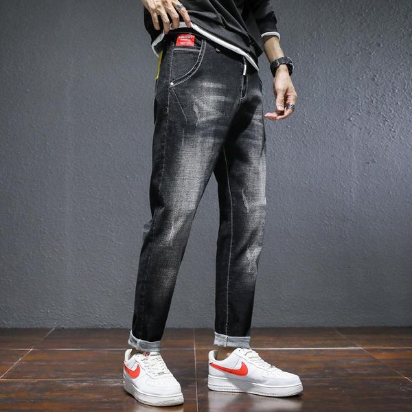 

men's jeans 2021 autumn high slim straight full length pantsyouthful vitality pants men, Blue