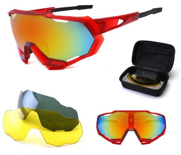 

fashion polarized sunglasses interchangeable 3 lens cycling bike racing sports goggles mountain sun glasses with cases, White;black