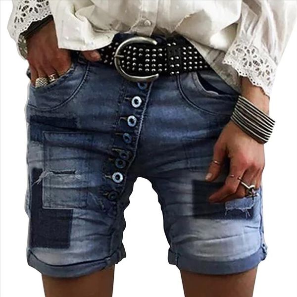 

adisputent summer denim shorts solid vintage wide leg high waist female loose womens summer knee length stretch short jeans, White;black