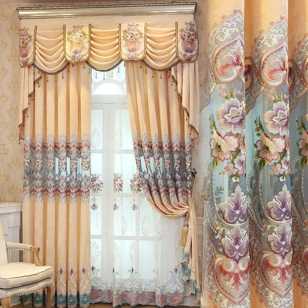 

curtain & drapes european style curtains for living dining room bedroom chenille embroidered tulle finished product customization valance
