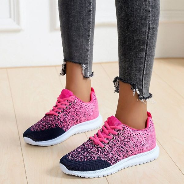 

woman mesh mix color vulcanize shoes women's sneakers lace up spring casual flats ladies platform shoes plus size new style y200424, Black