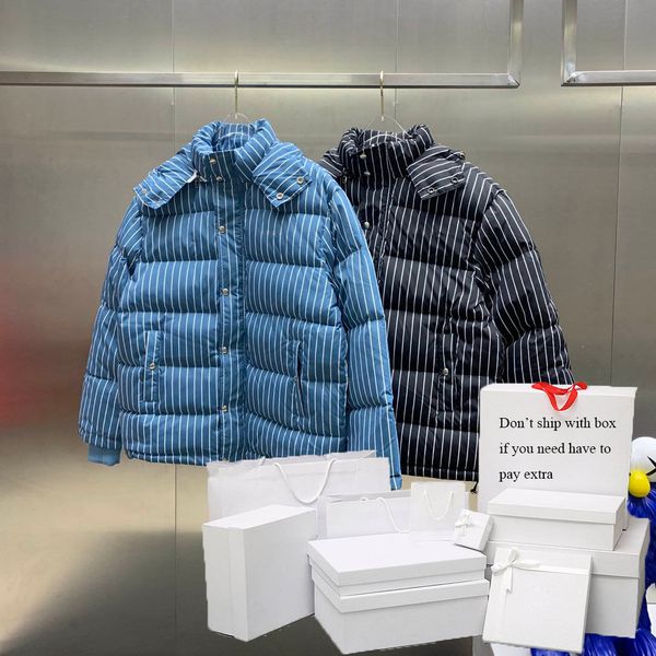 

parkas women 2020 winter down puffer jackets womens fashion hooded coat striped letter pattern men outerwear loose clothing, Black