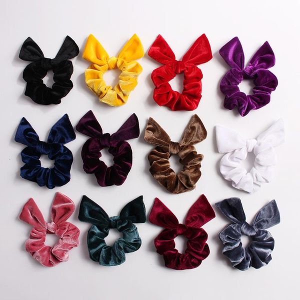 

solid velvet scrunchies for women good quality fabrics knot scrunchy hair tie for pony tail soft elastic hair bands large loops