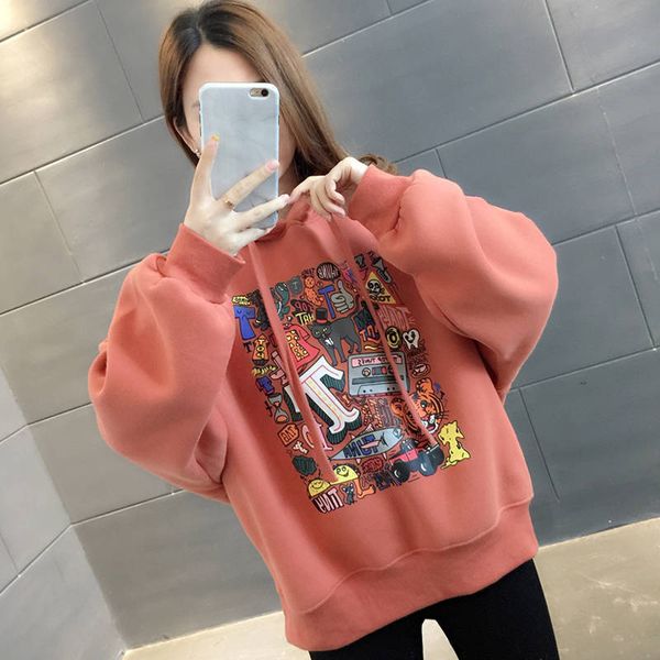 

lsweater women spring and autumn 2020 new korean fashion loose winter plush thickened student coat hoodie ins, Black