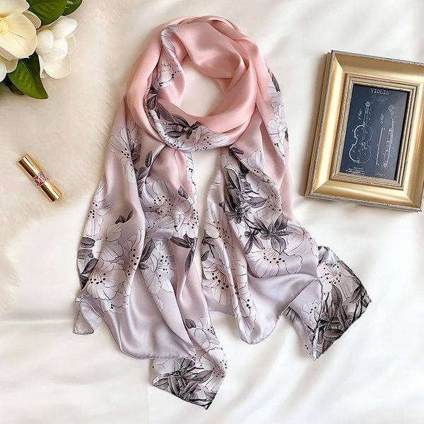 

цветочные женщины чистый шелковый шарф hijab обертывания элегантные женские фольмы украли высокое качество леди шеи шарфы pashmina bandana 2, Blue;gray