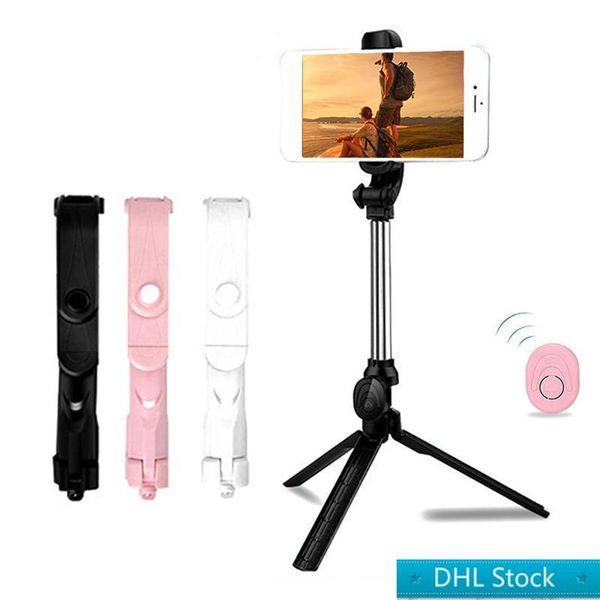 

dhl xt10 selfie stick foldable tripods wireless bluetooth control aluminum alloy tripod stand for cellphone with retail box