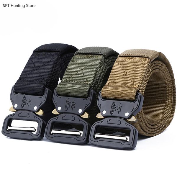 

145cm belt tactical army belts outdoor nylon adjustable alloy automatic metal buckle black hunting belt men, Black;gray