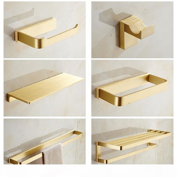 

2018 newly bathroom hardware set bathroom accessories brushed gold paper holder brass towel rail rack robe hook towel bar bbylqo wrhome