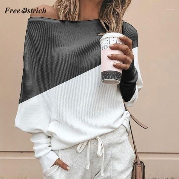 

ostrich knitted sweater women off shoulder pullover loose batwing long sleeve sweater jumper pull femme hiver sweat 101, White;black