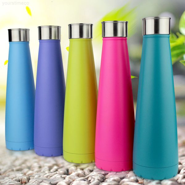 

insulated double wall vacuum 450ml water bottle outdoor sports bicycle travel cup 7 colors