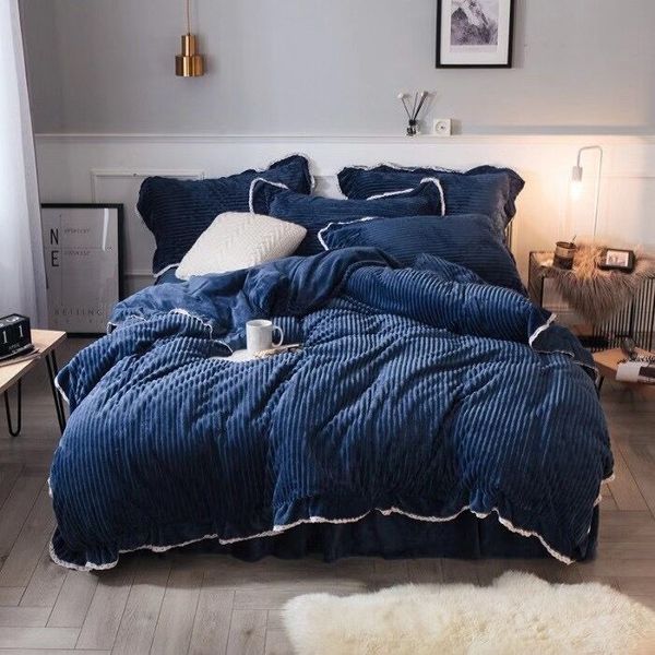 

2020 designer bedding sets dark navy  bed comforters sets many colors luxury winter bedding in stock
