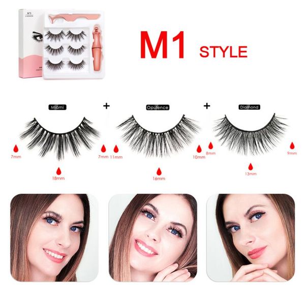 

3 pairs magnetic eyelashes false lashes +liquid eyeliner +tweezer eye makeup set 3d magnet false eyelashes reusable no glue needed dhl