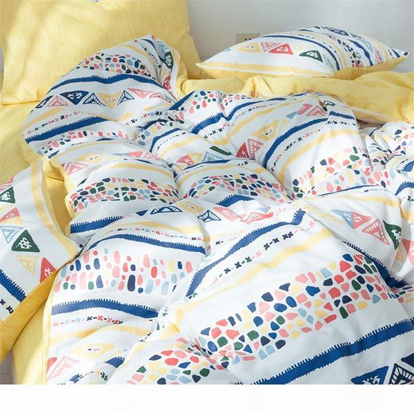 

nordic стиль 13370 чистого хлопка bed set пододеяльник flat встроенная простыня наволочки цветы клубничное молоко листья