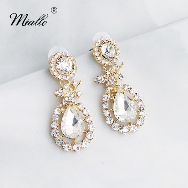 

miallo fashion gold austrian crystal wedding earring baroque women drop earring bridal eardrop for bride bridesmaids1, Silver