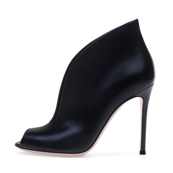 

moda 2020 luxo mulheres finas botas de salto alto couro genuno ankle boots primavera apontou toe preto sapatos tamanho grande tl-a0221 2e4g, Black