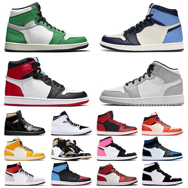 

mens womens basketball shoes jumpman 1 high obsidian fearless mid 1s smoke grey royal toe low cactus jack trainers sports sneaker