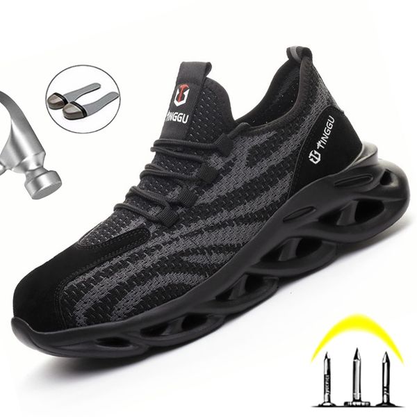 

new safety shoes men steel toe cap work safety boot lightweight work shoes sneakers anti-puncture work boots men footwear y200915, Black;brown