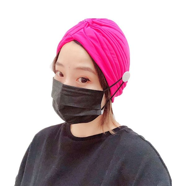 

bathing cap fitness polyester headbands with button for wear mask pure color yoga sports hair bands women scrunchies wide head band ornament, Silver