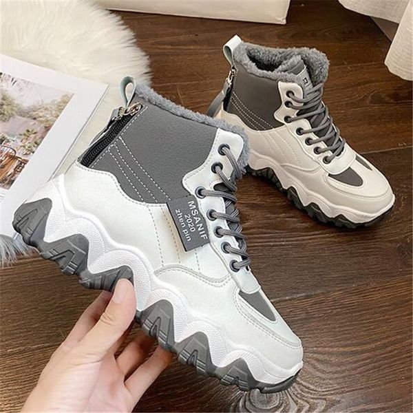 

2021 new high female fashion superior outdoor tennis keeping warm leisure add woman black grey cotton shoes nt3w, Black;white