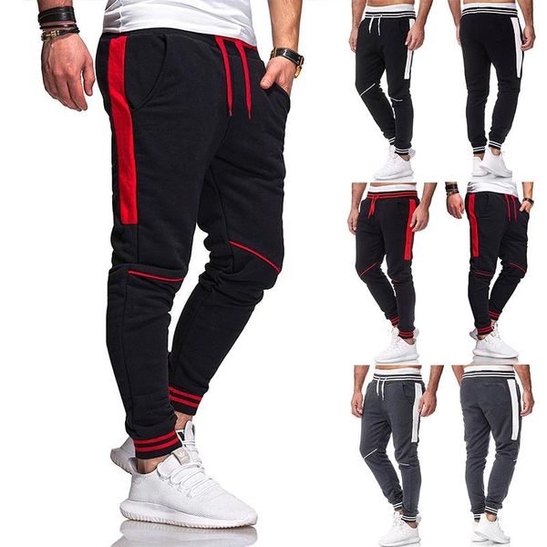 

men's pants mens joggers casual fitness men sportswear tracksuit bottoms skinny sweatpants trousers black gyms jogger track