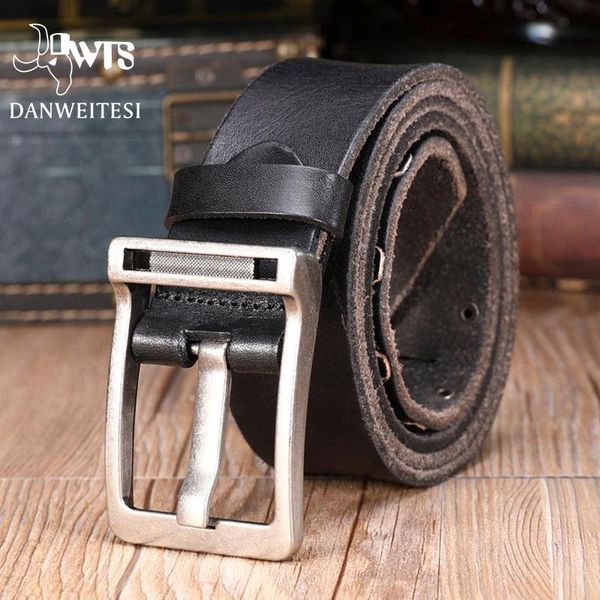 

dwts]genuine leather belt luxury strap male belts for men new fashion classice vintage pin buckle cowboy waistband, Black;brown