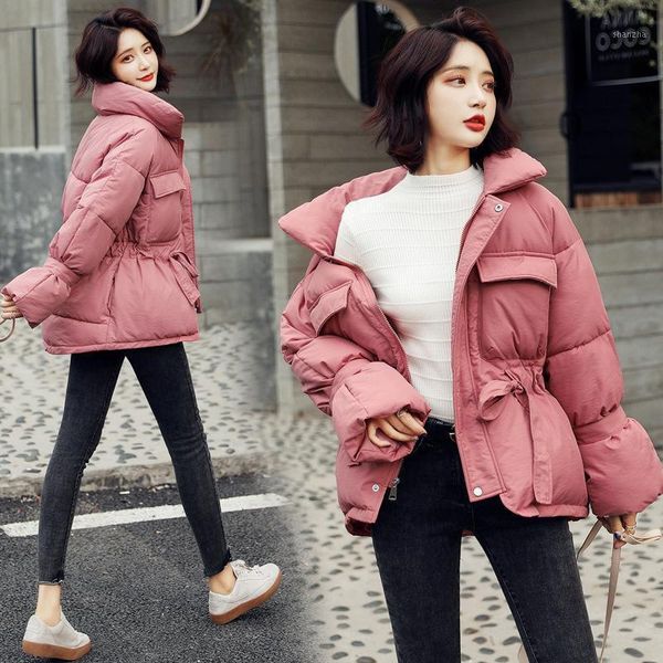 

2020 new fashion cotton-padded jacket women's jacket stand-up collar loose cotton-padded short solid color thicker women1, Black