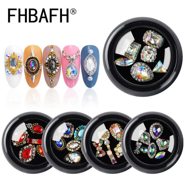 

nail art decorations 6pcs/box crystal ab rhinestones flat back 3d decoration stones diy decors tips, Silver;gold