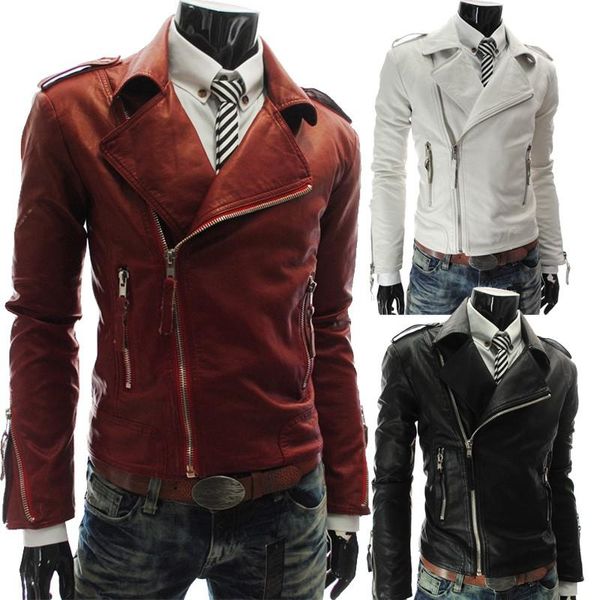 

size m~xxl leather jacket fashion brand coat biker jacket men homme jaqueta couro masculina pu leather mens punk veste, Black;brown