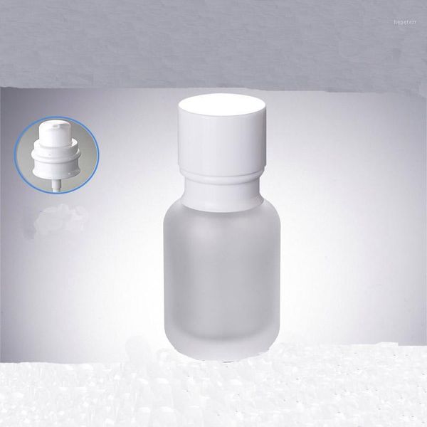 

emulsion bottle 50 ml empty frosted glass essence vial white cover press pump bottle travel set refillable cosmetic container1