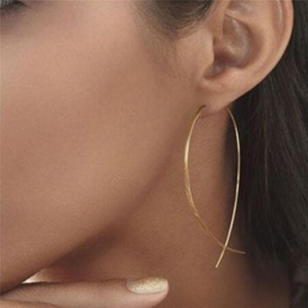 

fashion simple designer handmade fish shaped hoop copper wire earrings for women brincos de gota feminino, Golden;silver