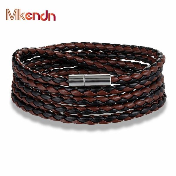

mkendn оптом 10 цвет 93см 5 слой кожаный браслет с магнитной застежкой высокого качества ювелирные изделия для женщин мужчины pulseira wmtcf