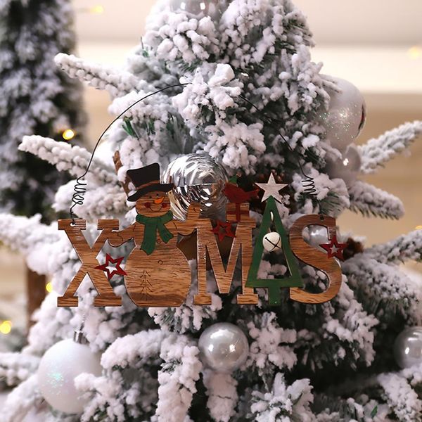 

qifu santa claus снеговик лось деревянные рождественские украшения для дома рождество 2019 дерево украшения древесины рождественские кулоны