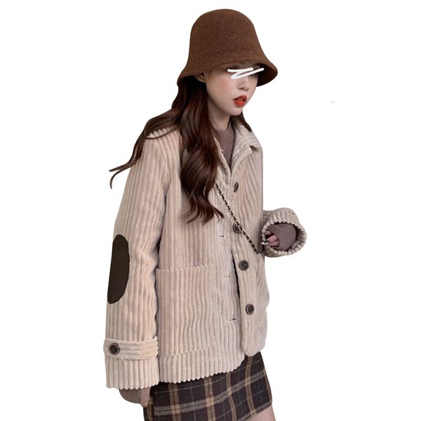 

womens jackets corduroy women's korean-style british style autumn and winter fashion casual coat, Black