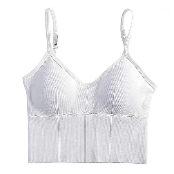 

gym clothing women tank crop bra underwear seamless tube back hollow lingerie wire intimates with removable padded1, White;black