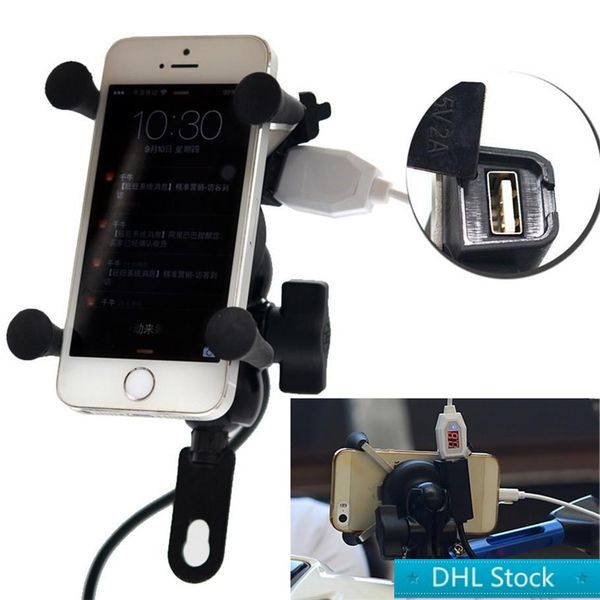 

dhl stock wupp 12v 1.5a bicycle motorcycle phone gps stand holder with usb charger power outlet socket for 3.5-6 inch mobile phone