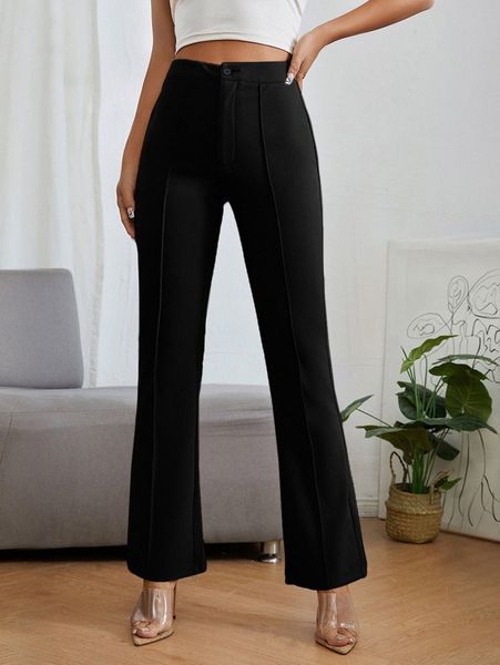 

petite high waist press crease pants y8tv#, Black;white