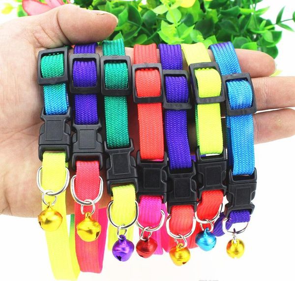 

rainbow dog cat bell collar adjustable outdoor comfortable nylon pet collars for small dogs pup sqcyyo ppshop01