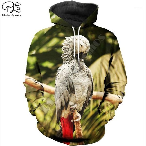 

plstar cosmos african grey parrot new sweatshirt retro funny streetwear 3d printed zipper hoodie jacket pullover style-91, Black
